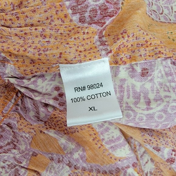 House Of Harlow 1960 Orange Floral Bird Boho Tiered Mini Dress Ruffle Size XL - Picture 4 of 7